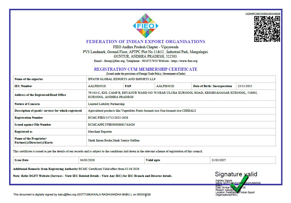 APEDA Certificate